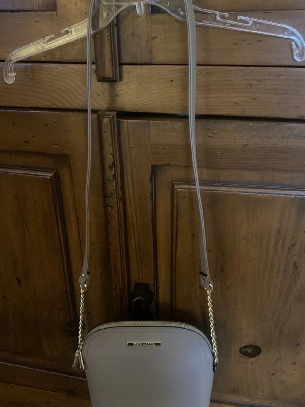 Women's STEVE MADDEN Bmaggie Dome Crossbody Bag-Nude/Taupe-Gold Accents
